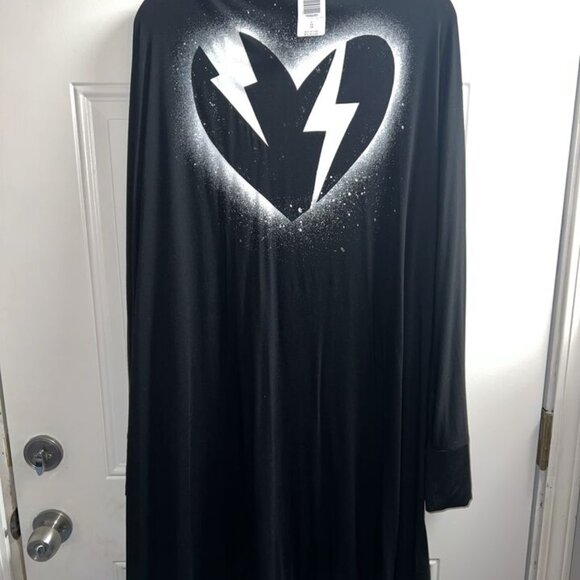 New Torrid 5xl Super Soft Black Open Front Kimono Cocoon Cardigan Lightning Bolt - Picture 3 of 5